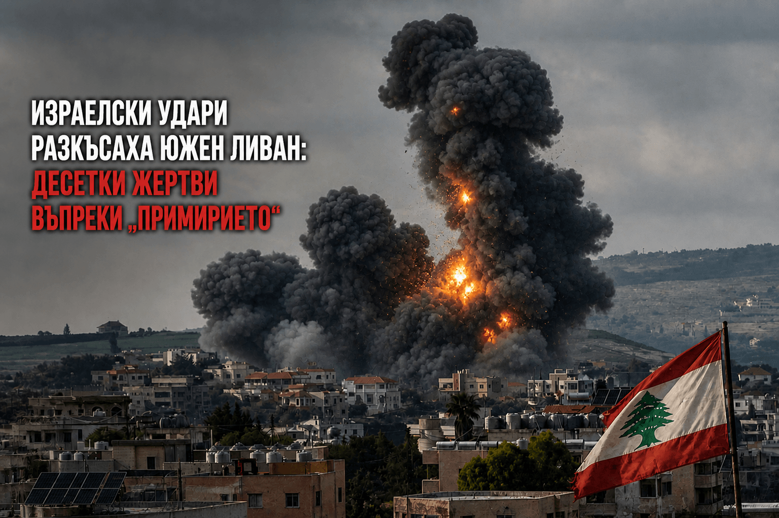 Израелски въздушни удари разкъсаха Южен Ливан: десетки жертви и сринато примирие