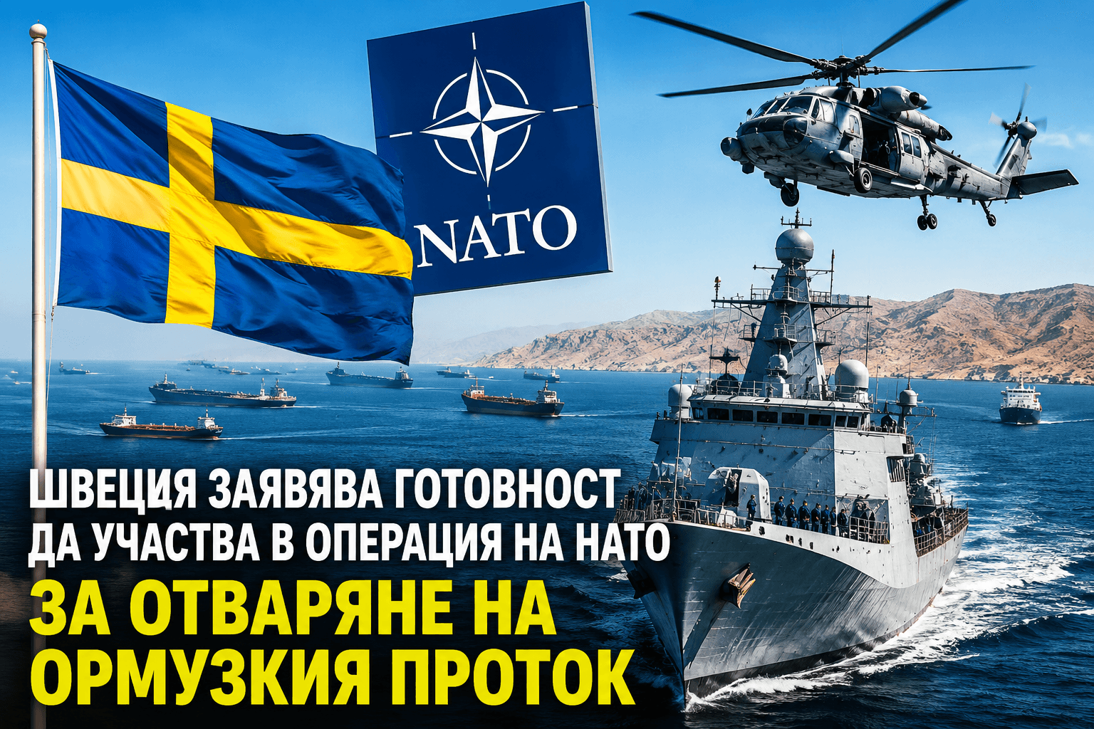 Швеция заявява готовност да участва в операция на НАТО за отваряне на Ормузкия проток