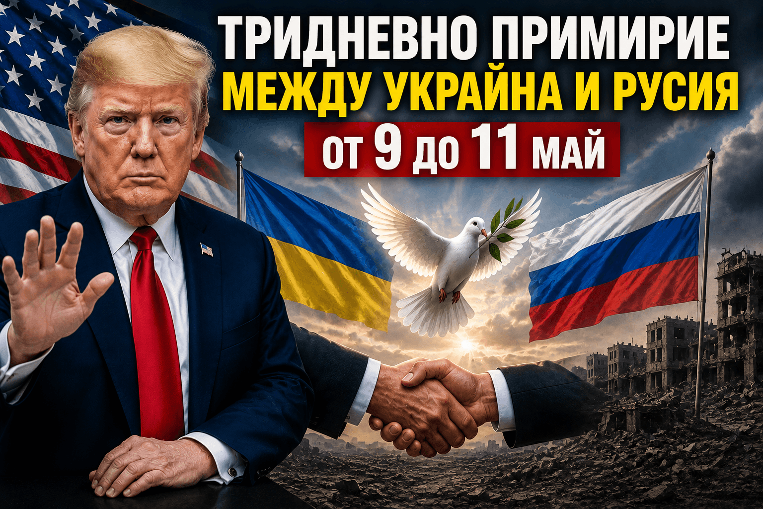 Тръмп обяви тридневно примирие между Украйна и Русия от 9 до 11 май