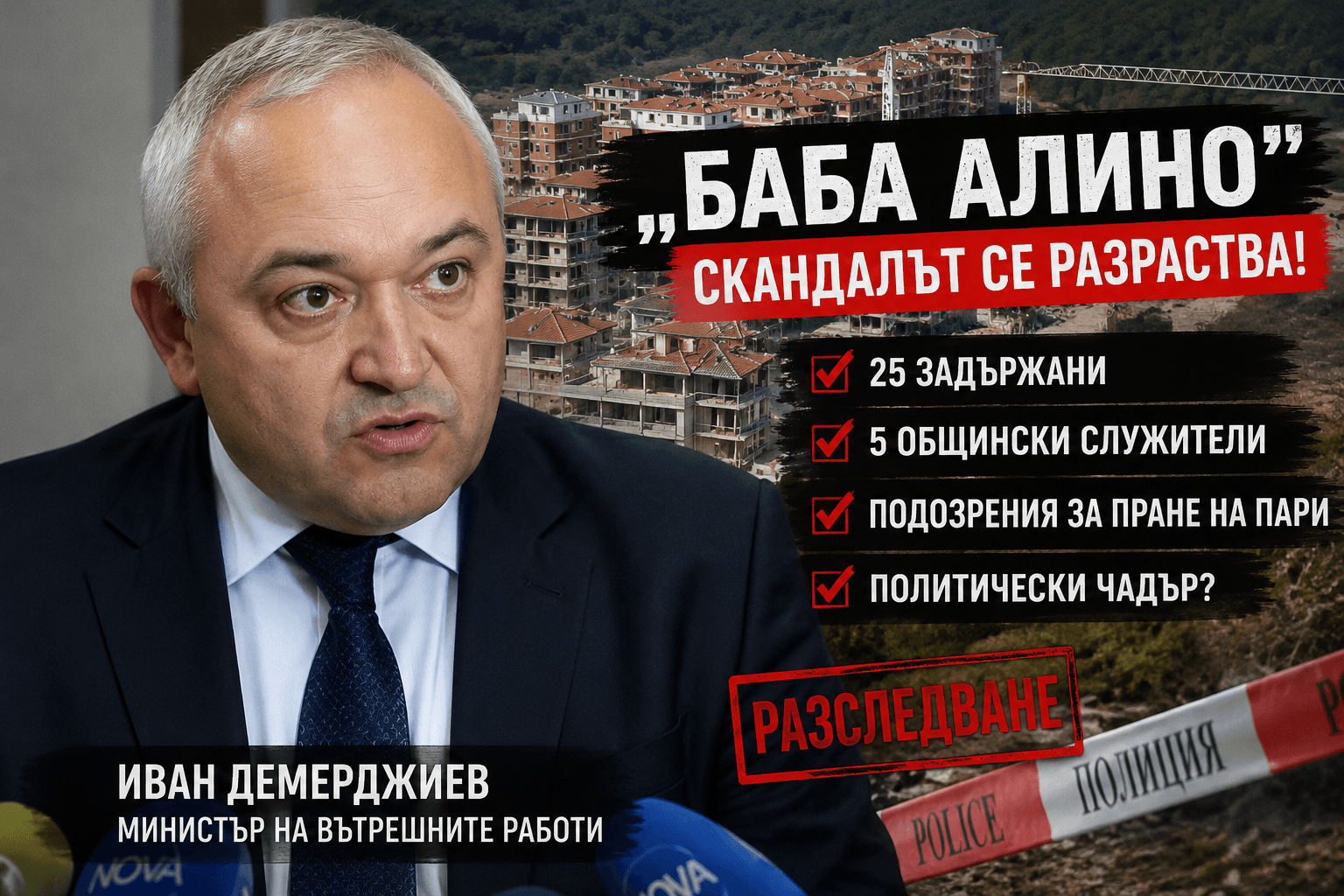 „Баба Алино“ се превръща в политическа бомба: Демерджиев заговори за пране на пари, чадър и арести