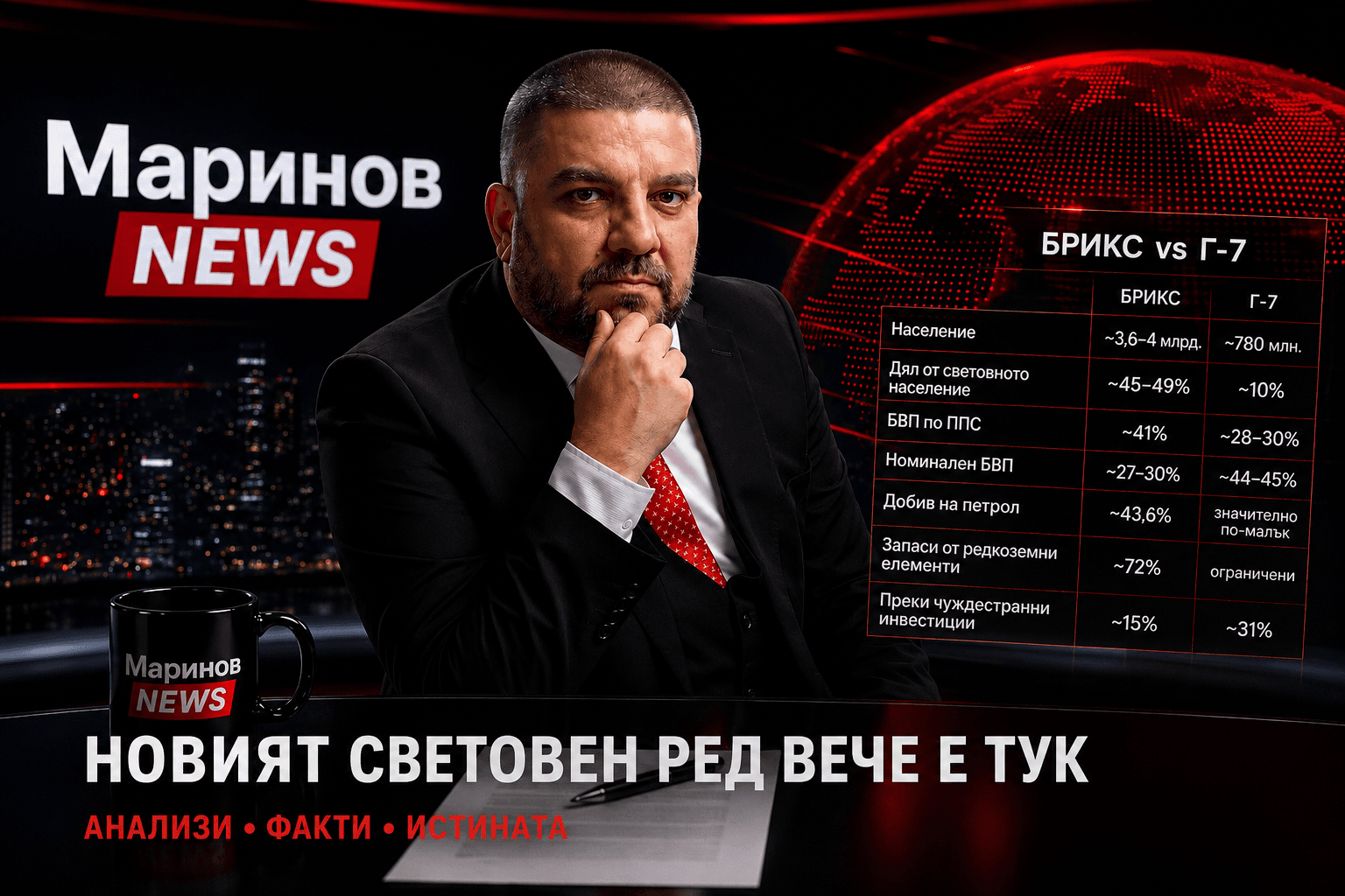 БРИКС срещу Г-7: Голямото пренареждане на световната икономика вече е факт, анализ на Маринов NEWS 
