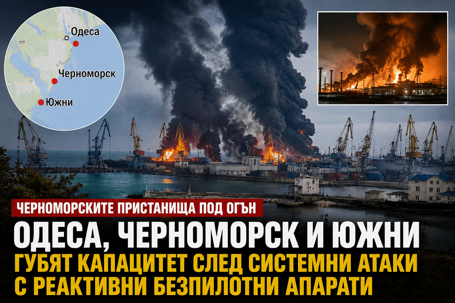 Черноморският фронт се пренесе в пристанищата: ударите по Одеса поставят под натиск износа на Украйна