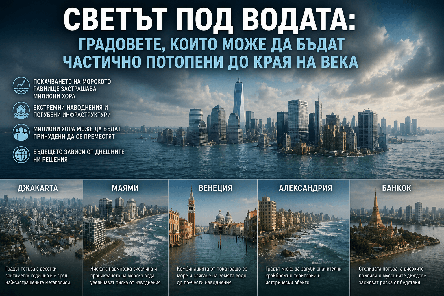 Светът под водата: градовете, които може да бъдат частично потопени до края на века