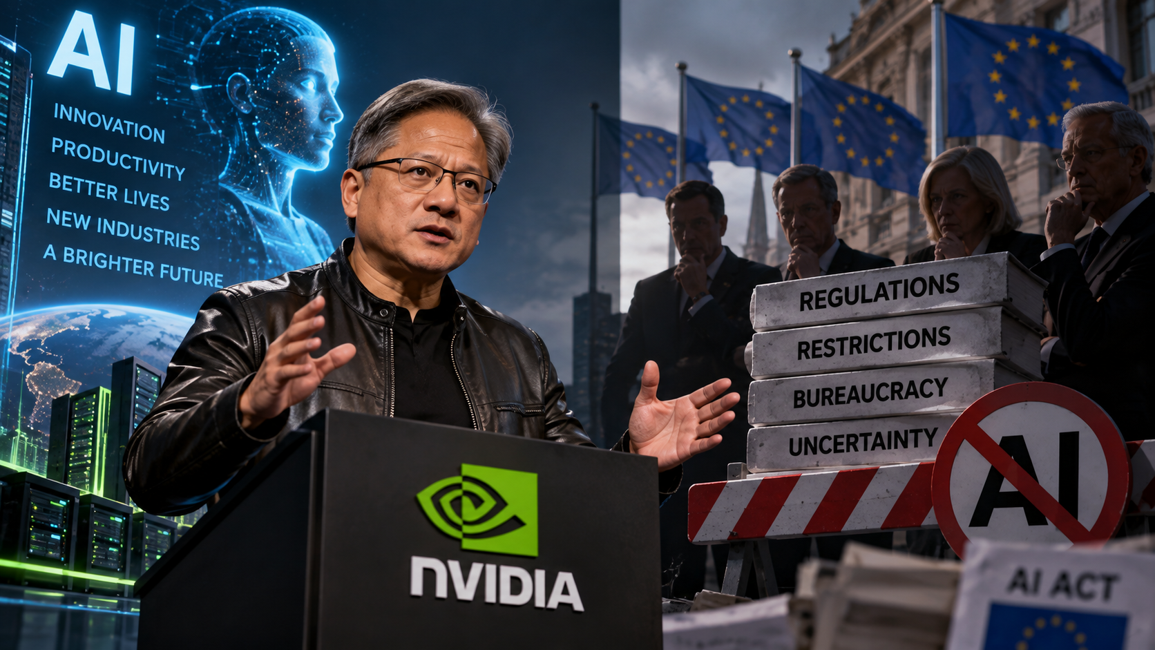 Шефът на Nvidia предупреди политиците: Не спирайте развитието на AI заради страх от бъдещето