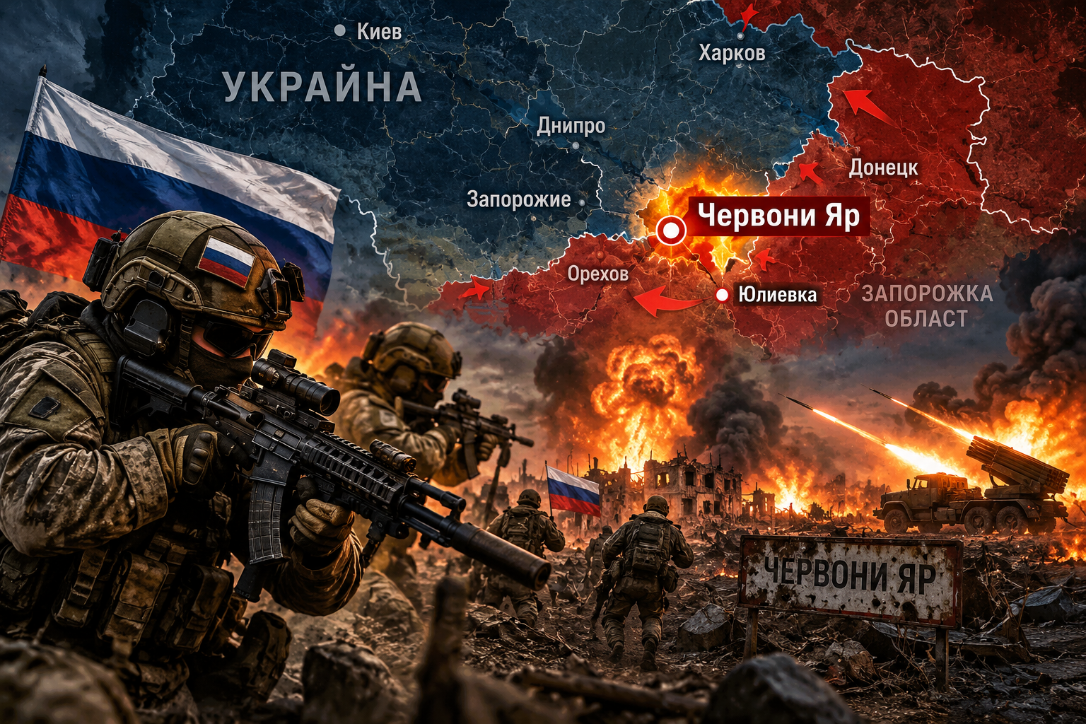 Руската армия напредва в Запорожие: възлови селища, удари по военната инфраструктура